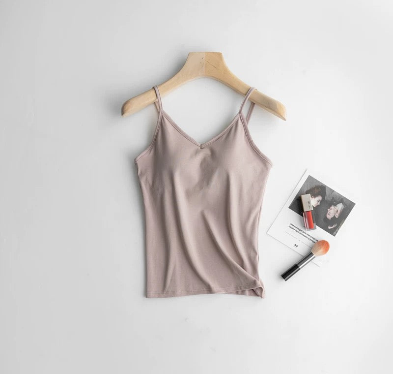 Basic V-Neck Built-In Bra Camisole
